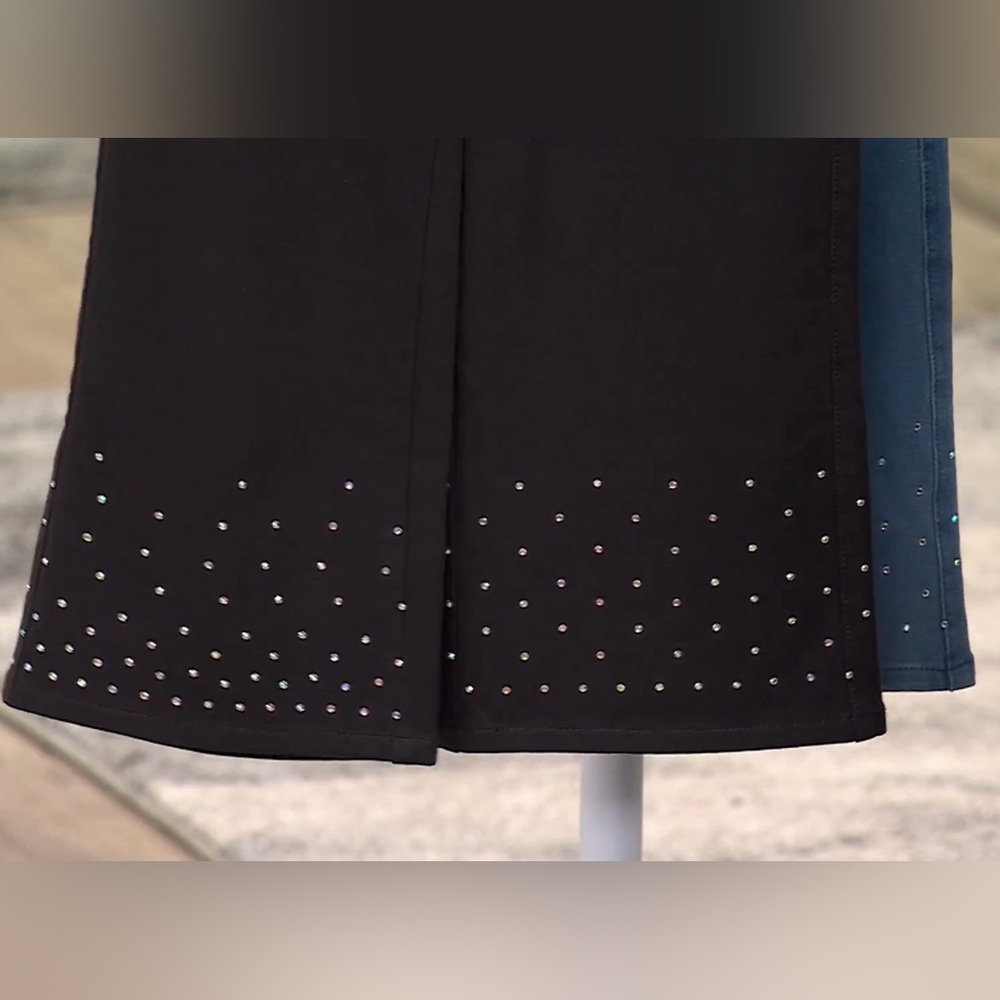 Quacker Factory DreamJeannes Sparkle & Shine Pull-On Gaucho black size L NWOT - Picture 8 of 17